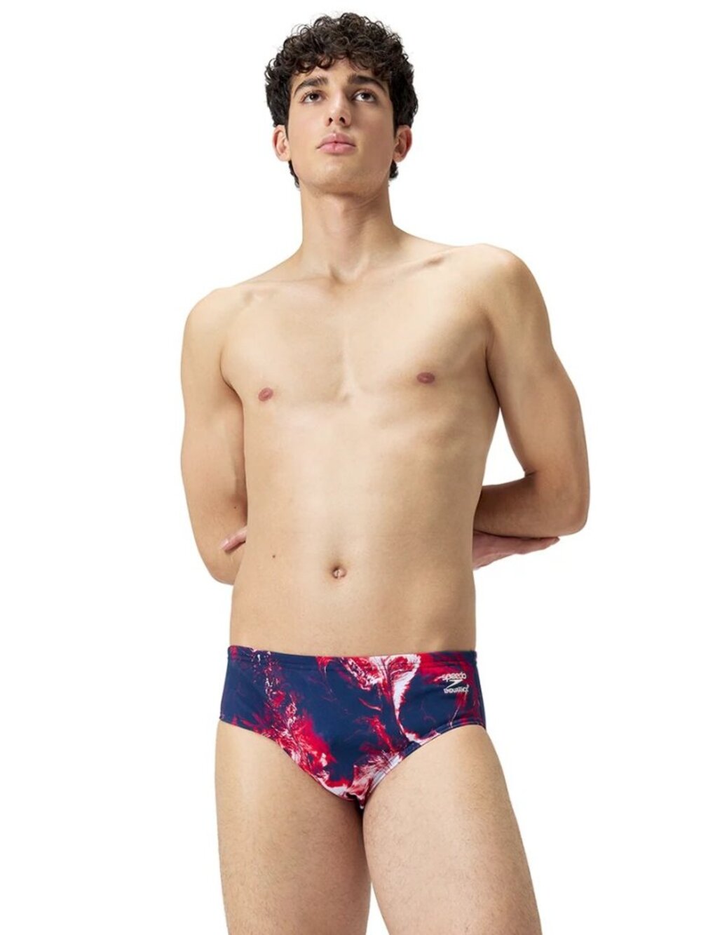 Men's Lunar Storm Brief Swimsuit Team Navy/Red/White 34